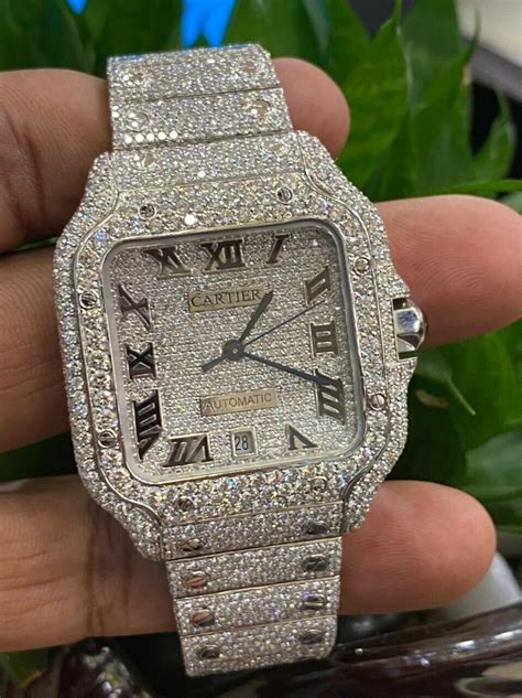 cartier santos factory diamonds|cartier santos diamond iced.